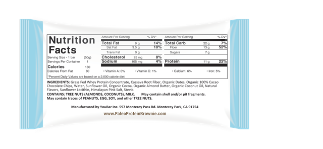 Paleo Protein Brownies (8 Brownies per Box)